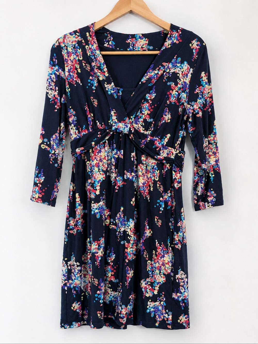 Boden Navy Floral V-Neck Tunic with Multicolor Print Size 10R